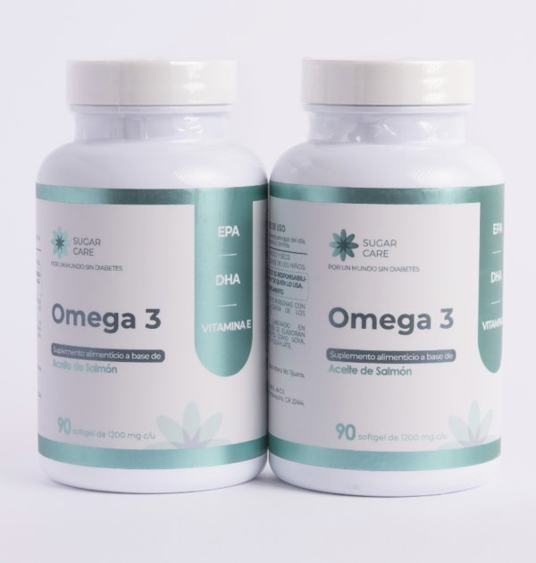 2 frascos de Omega-3 de 1200mg (contiene EPA y DHA) con 90 cápsulas cada uno